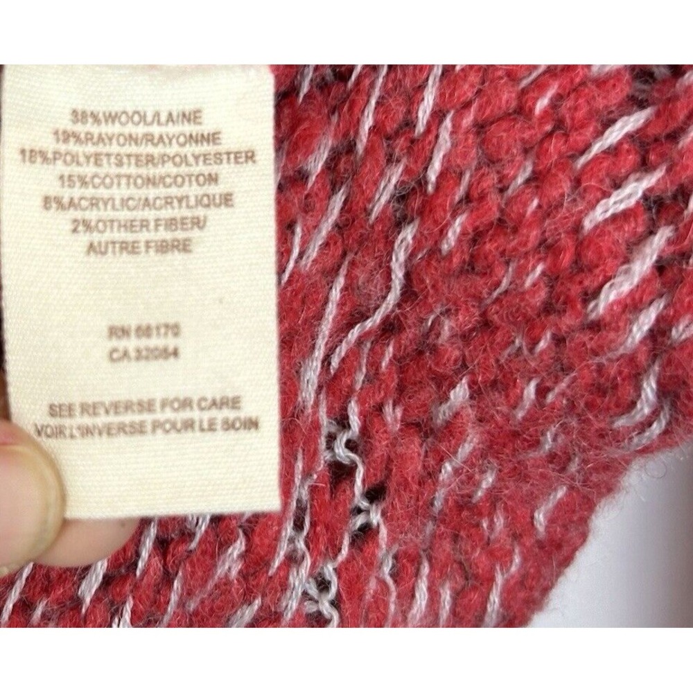Free People Sweater Womens XS Fair Isle Cowl Neck Red Wool Blend Boho Ski Cozy - Picture 10 of 12